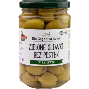OLIWKI ZIELONE BEZ PESTEK W ZALEWIE BIO 280 g (150 g) (SŁOIK) – BIO ORGANICA ITALIA