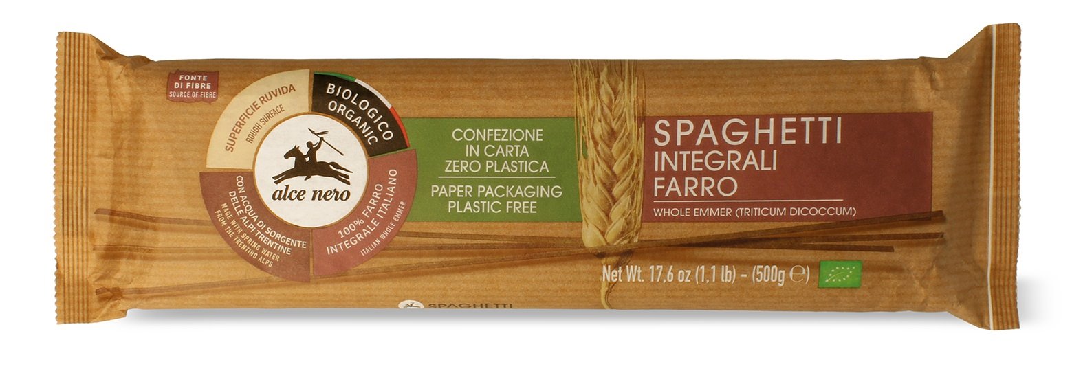 MAKARON (Z PŁASKURKI RAZOWY) SPAGHETTI BIO 500 g - ALCE NERO - obrazek 2