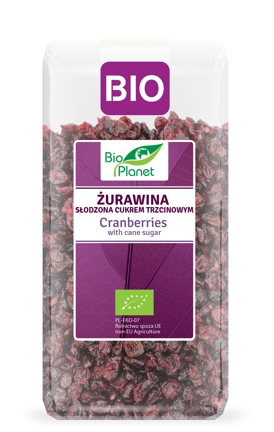 ŻURAWINA Z CUKREM TRZCINOWYM BIO 400 g - BIO PLANET - obrazek 2