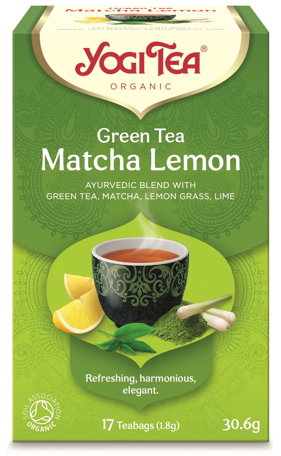 HERBATA ZIELONA Z CYTRYNĄ I MATCHĄ (GREEN TEA MATCHA LEMON) BIO (17 x 1,8 g) 30,6 g - YOGI TEA - obrazek 2