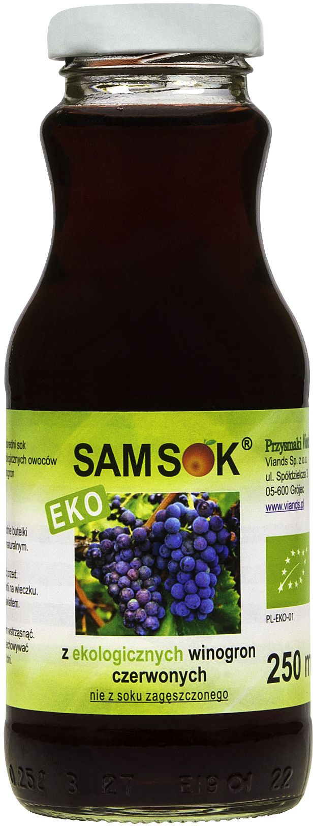 SOK Z CZERWONYCH WINOGRON NFC BIO 250 ml - VIANDS (SAM SOK) - obrazek 2
