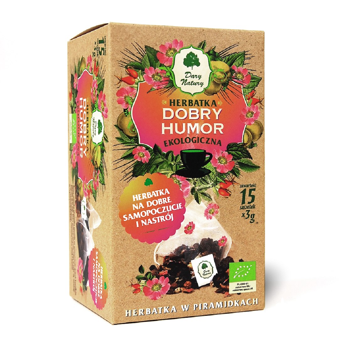 HERBATKA DOBRY HUMOR PIRAMIDKI BIO (15 x 3 g) 45 g - DARY NATURY - obrazek 2
