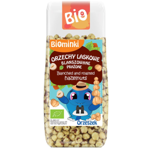 ORZECHY LASKOWE BLANSZOWANE PRAŻONE BIO 100 g – BIOMINKI
