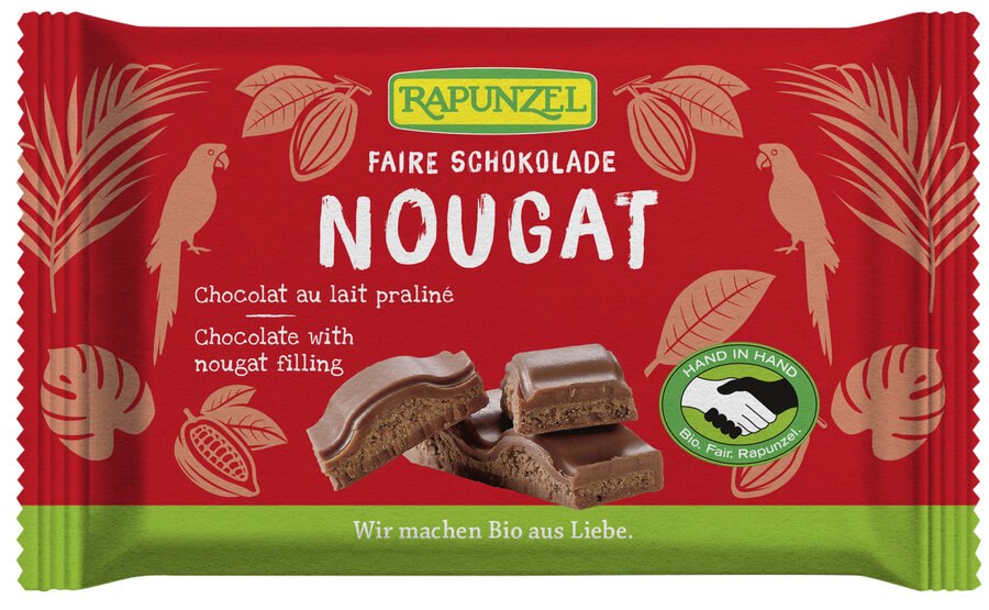 CZEKOLADA MLECZNA Z NADZIENIEM NUGATOWYM BIO 100 g - RAPUNZEL - obrazek 2