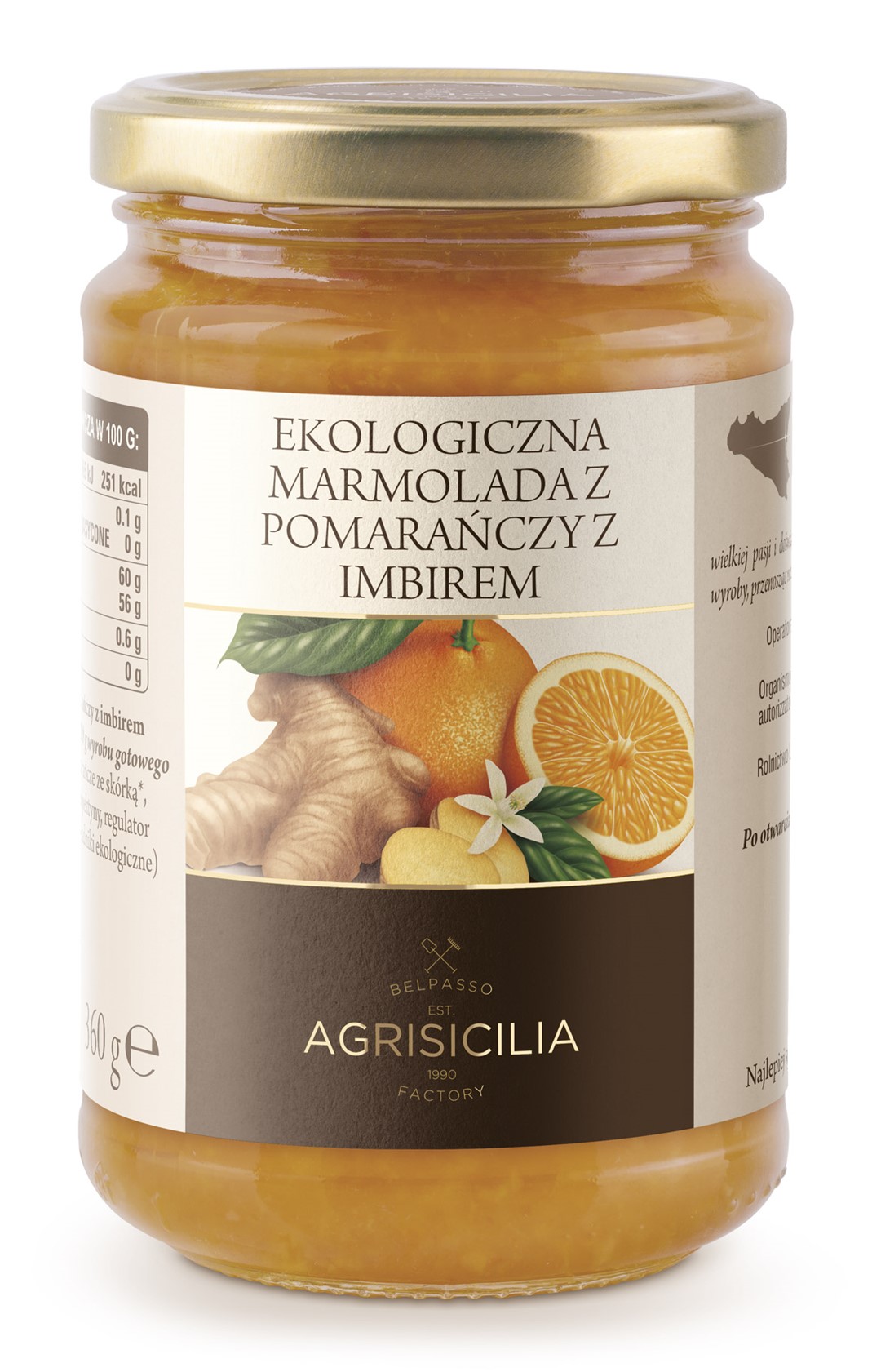 MARMOLADA Z POMARAŃCZY Z IMBIREM BIO 360 g - AGRISICILIA - obrazek 2