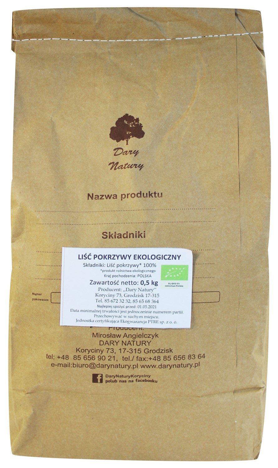 HERBATKA LIŚĆ POKRZYWY BIO 500 g - HORECA (DARY NATURY) - obrazek 2