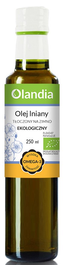 OLEJ LNIANY TŁOCZONY NA ZIMNO BIO 250 ml - OLANDIA - obrazek 2