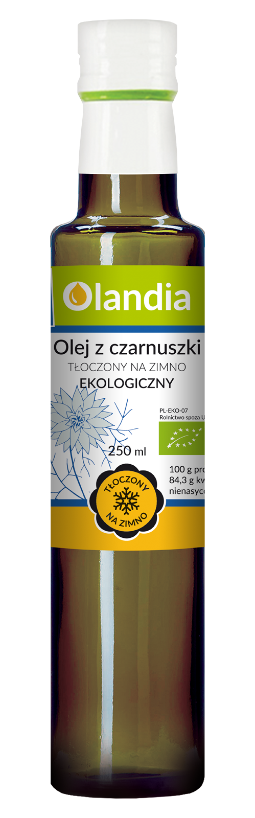 OLEJ Z CZARNUSZKI NIEFILTROWANY TŁOCZONY NA ZIMNO BIO 250 ml - OLANDIA - obrazek 2