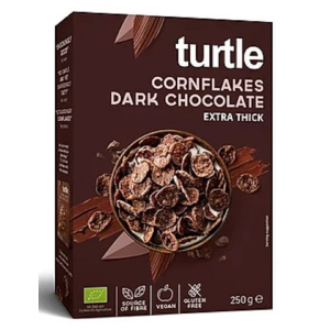 PŁATKI KUKURYDZIANE W POLEWIE Z CZEKOLADY CIEMNEJ BEZGLUTENOWE BIO 250 g – TURTLE