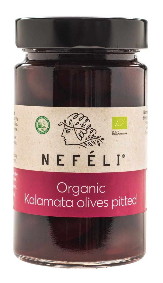 OLIWKI CZARNE KALAMATA BEZ PESTEK W ZALEWIE BIO 295 g (160 g) - NEFELI - obrazek 2
