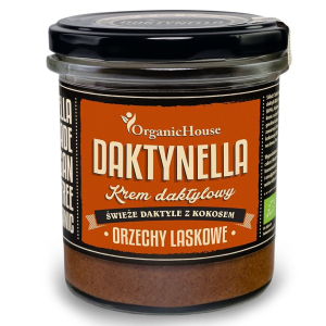 KREM KOKOS – DAKTYLE MEDJOOL – ORZECHY LASKOWE BEZGLUTENOWY BIO 280 g – ORGANICHOUSE (DAKTYNELLA)