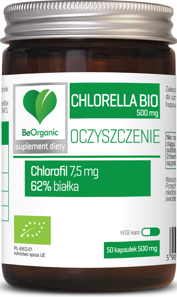 CHLORELLA BIO (500 mg) 50 KAPSUŁEK - BE ORGANIC - obrazek 2