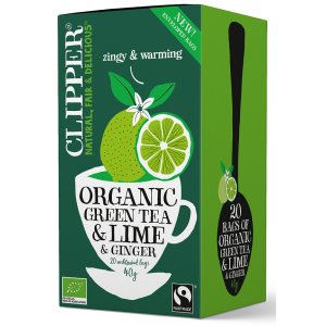 HERBATA ZIELONA Z LIMONKĄ I IMBIREM FAIR TRADE BIO (20 x 2 g) 40 g – CLIPPER