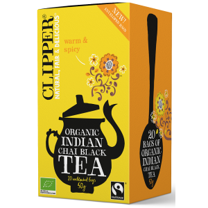 HERBATA CZARNA CHAI Z CYNAMONEM I GOŹDZIKAMI FAIR TRADE BIO (20 x 2,5 g) 50 g – CLIPPER
