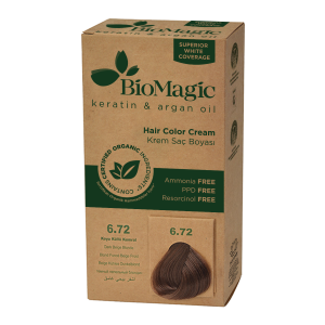 FARBA DO WŁOSÓW CIEMNY BEŻOWY BLOND (6.72) 250 g – BIOMAGIC