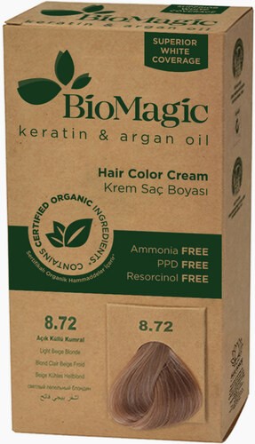 FARBA DO WŁOSÓW JASNY BEŻOWY BLOND (8.72) 250 g - BIOMAGIC - obrazek 2