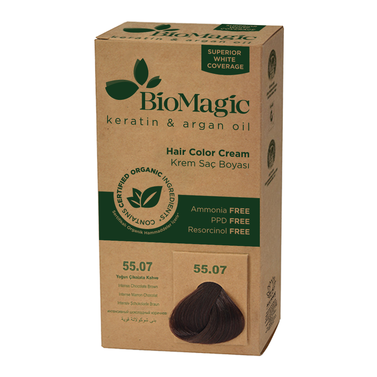 FARBA DO WŁOSÓW CIEMNY CZEKOLADOWY BRĄZ (55.07) 250 g - BIOMAGIC - obrazek 2