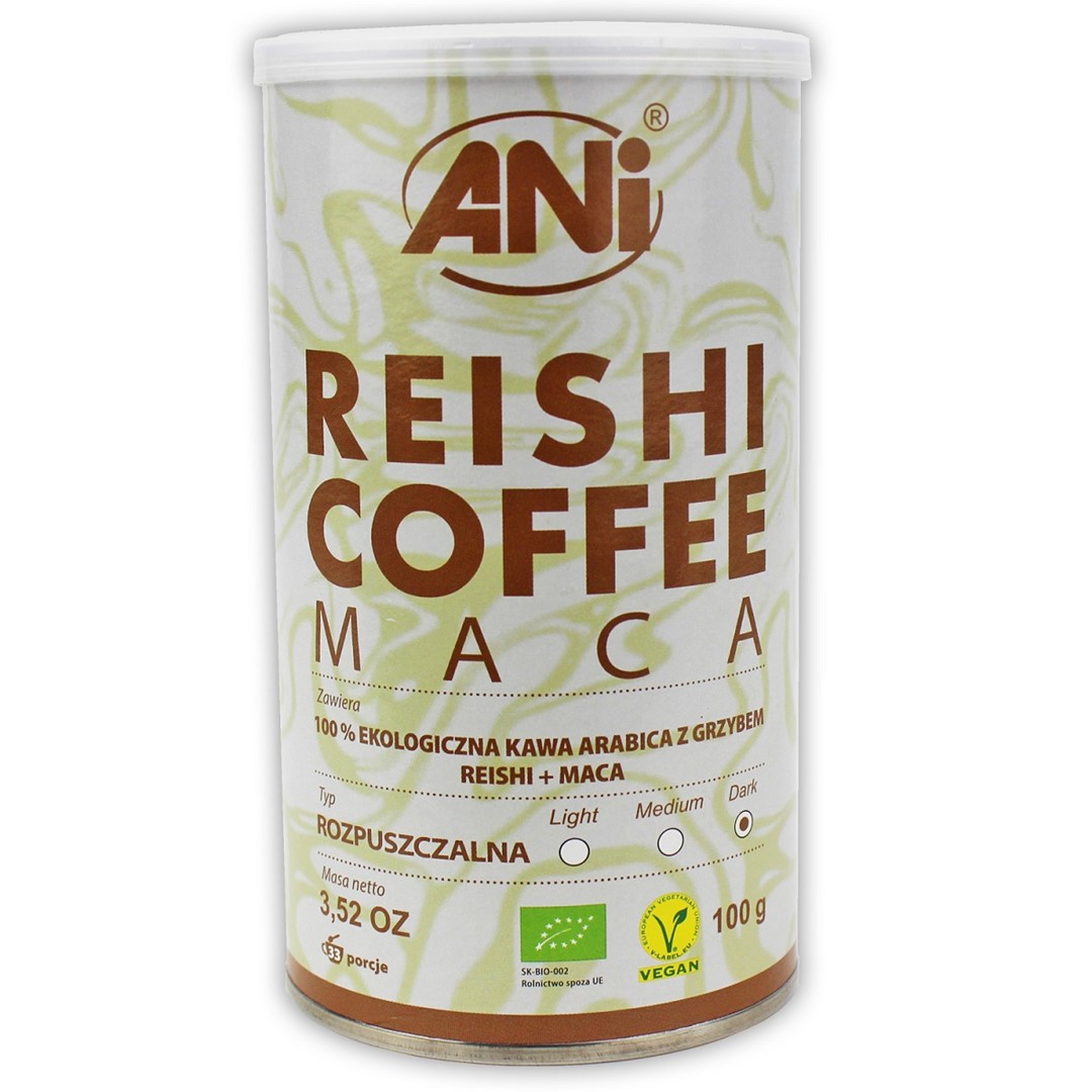 KAWA ROZPUSZCZALNA ARABICA Z REISHI I MACA BIO 100 g - ANI - obrazek 2