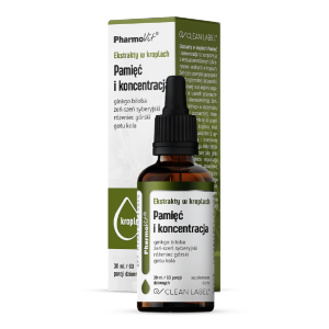 EKSTRAKTY W KROPLACH NA PAMIĘĆ I KONCENTRACJĘ BEZGLUTENOWE 30 ml – PHARMOVIT (CLEAN LABEL)