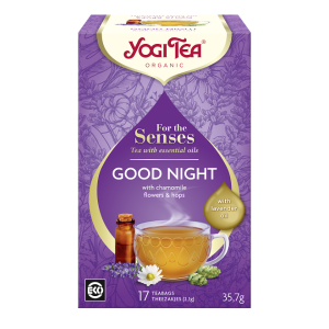 HERBATKA DLA ZMYSŁÓW NA DOBRANOC Z OLEJKIEM LAWENDOWYM (FOR THE SENSES GOOD NIGHT) BIO (17 x 2,1 g) 35,7 g – YOGI TEA