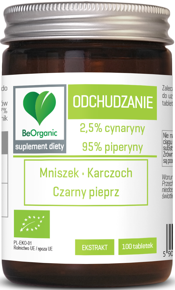 TABLETKI WSPOMAGAJĄCE ODCHUDZANIE (MNISZEK, KARCZOCH, CZARNY PIEPRZ) BIO 100 szt. - BE ORGANIC - obrazek 2
