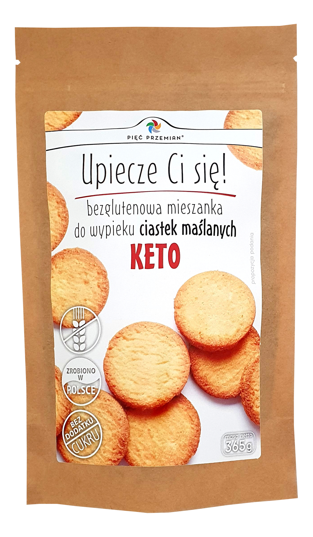 MIESZANKA DO WYPIEKU CIASTEK MAŚLANYCH BEZ DODATKU CUKRÓW BEZGLUTENOWA KETO 365 g - PIĘĆ PRZEMIAN - obrazek 2