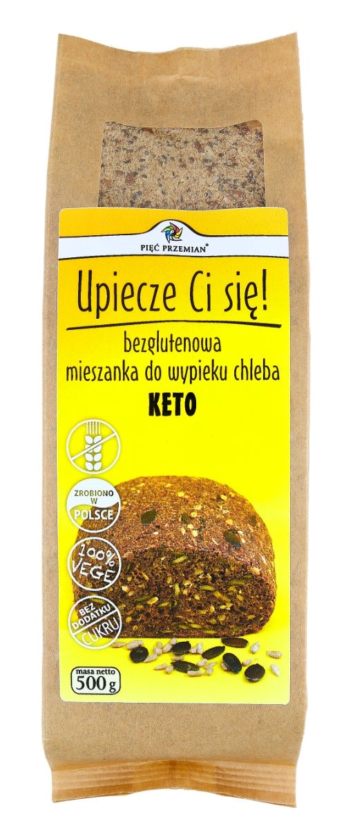 MIESZANKA DO WYPIEKU CHLEBA BEZ DODATKU CUKRÓW BEZGLUTENOWA KETO 500 g - PIĘĆ PRZEMIAN - obrazek 2