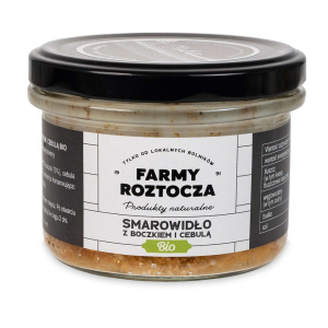 SMAROWIDŁO Z BOCZKIEM I CEBULĄ BIO 180 g (SŁOIK) – FARMY ROZTOCZA