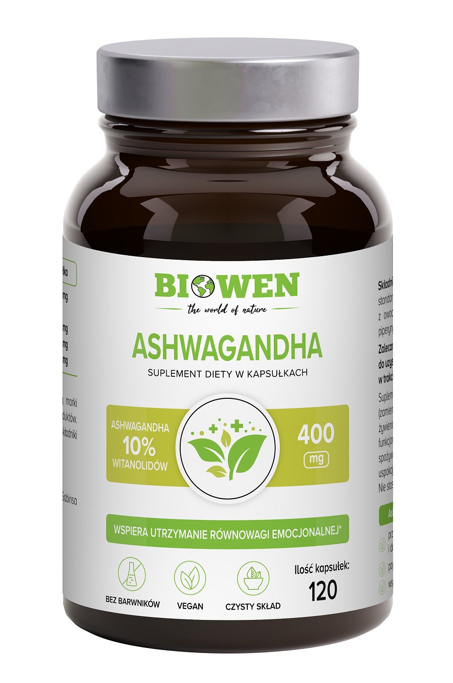 ASHWAGANDHA EKSTRAKT (400 mg) 120 KAPSUŁEK - BIOWEN - obrazek 2