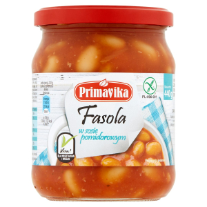FASOLA W SOSIE POMIDOROWYM BEZGLUTENOWA 440 g – PRIMAVIKA