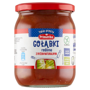 GOŁĄBKI WEGAŃSKIE Z RYŻEM I PIECZARKAMI W SOSIE POMIDOROWYM BEZGLUTENOWE 480 g – PRIMAVIKA