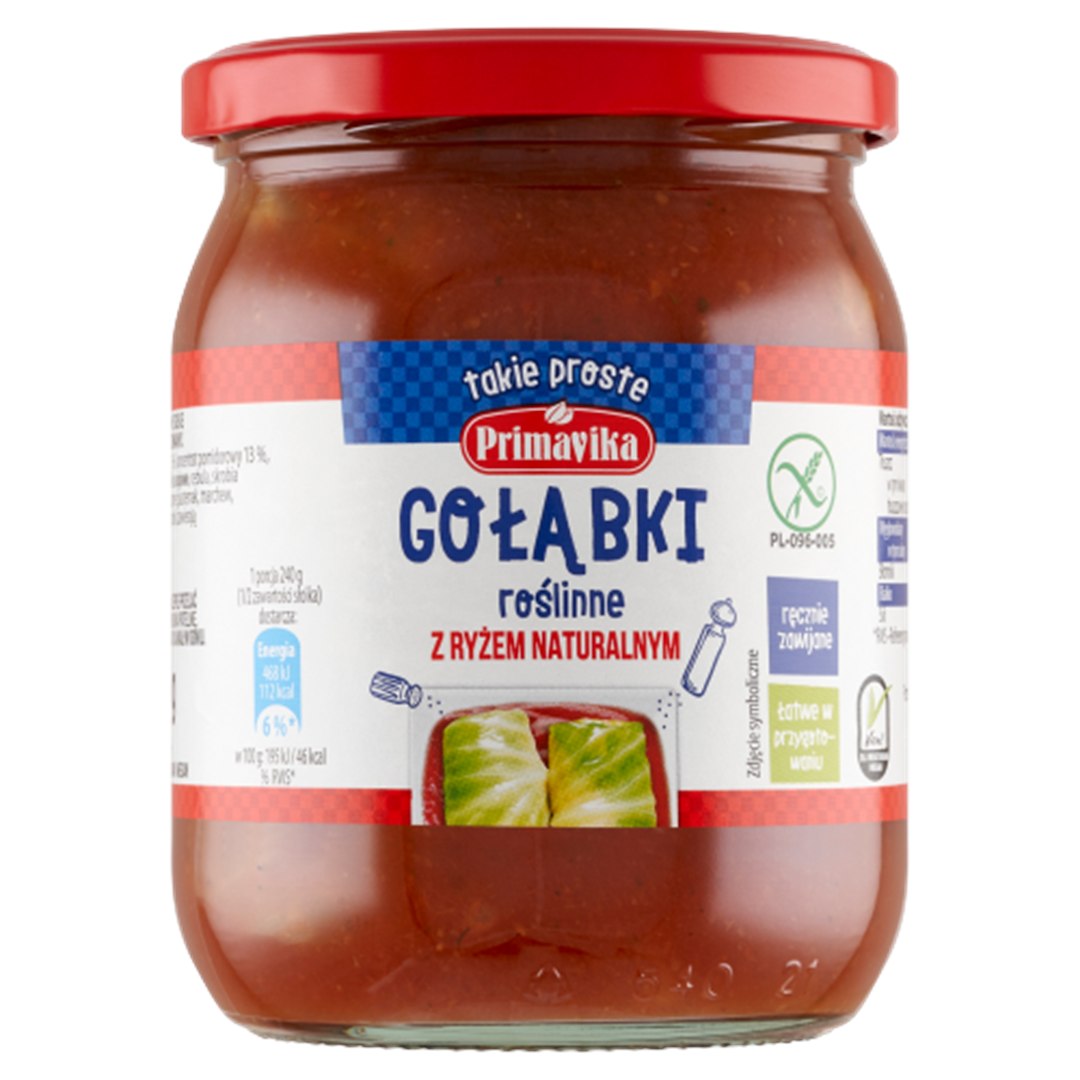 GOŁĄBKI WEGAŃSKIE Z RYŻEM I PIECZARKAMI W SOSIE POMIDOROWYM BEZGLUTENOWE 480 g - PRIMAVIKA - obrazek 2