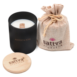 ŚWIECA SOJOWA MANGO I RÓŻA 200 ml – SATTVA (AYURVEDA)