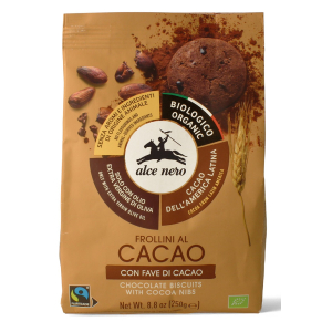 CIASTKA KAKAOWE Z ZIARNAMI KAKAO FAIR TRADE BIO 250 g – ALCE NERO