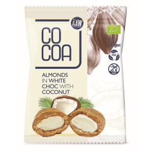 MIGDAŁY W BIAŁEJ POLEWIE KOKOSOWEJ BIO 70 g – COCOA
