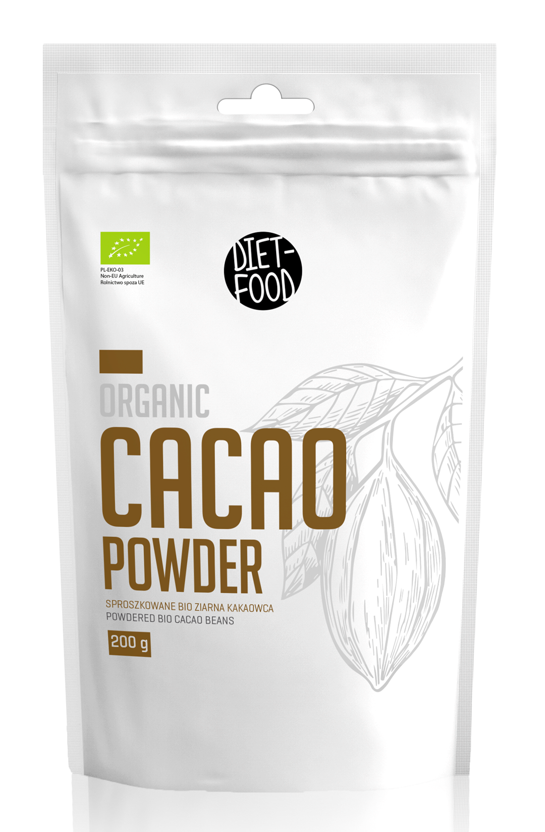 KAKAO SPROSZKOWANE ODTŁUSZCZONE BIO 200 g - DIET-FOOD - obrazek 2