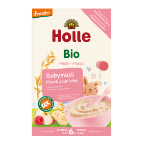 KASZKA ZBOŻOWA MUSLI MALINA – JABŁKO – BANAN BEZ DODATKU CUKRÓW OD 6 MIESIĄCA DEMETER BIO 250 g – HOLLE