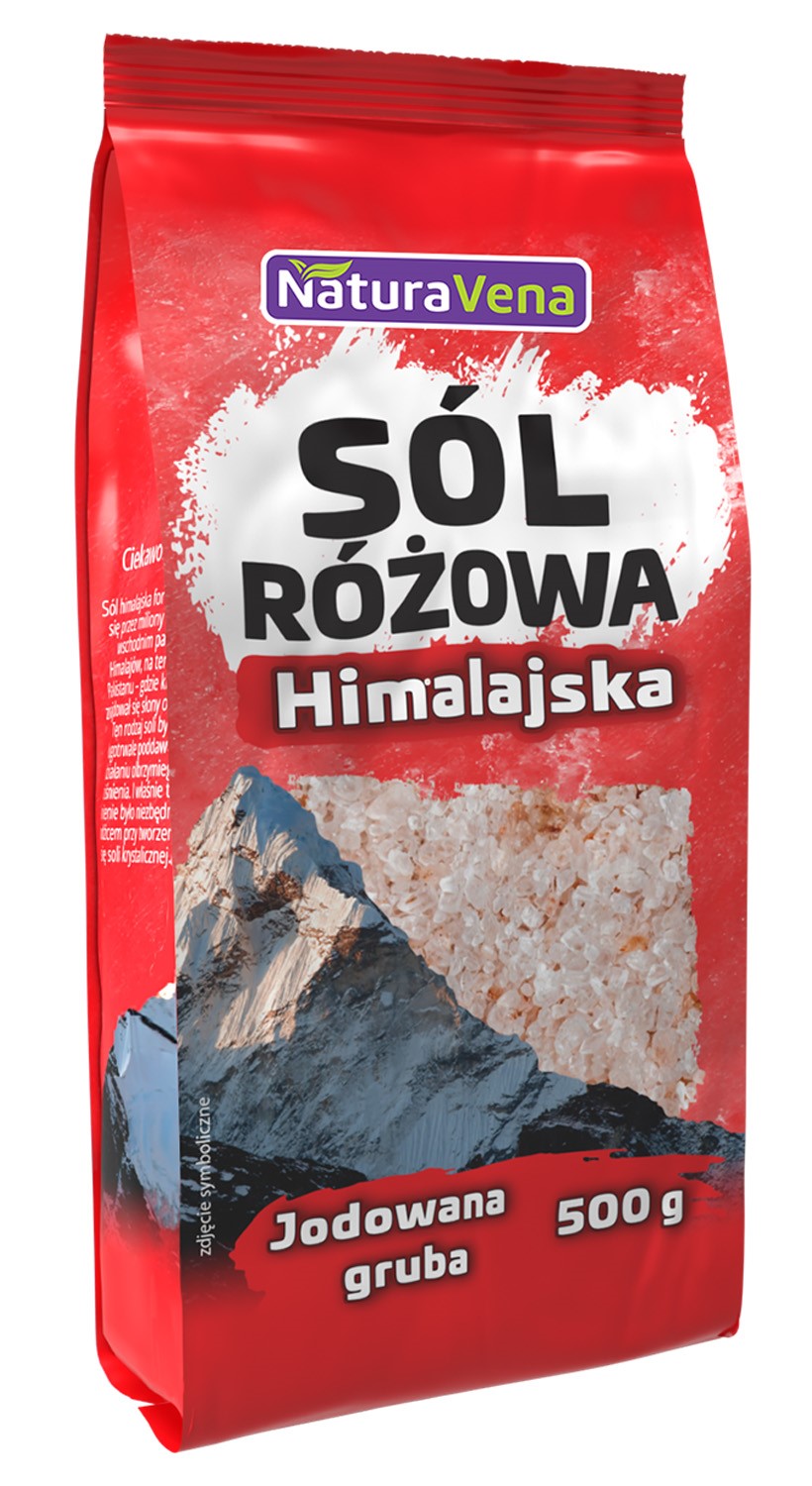 SÓL HIMALAJSKA RÓŻOWA GRUBO MIELONA JODOWANA 500 g - NATURAVENA - obrazek 2