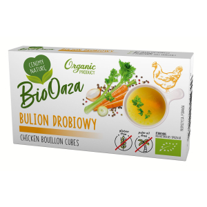 BULION – KOSTKI DROBIOWE BEZ DODATKU CUKRÓW BEZGLUTENOWE BIO (6 x 11 g) 66 g – BIOOAZA