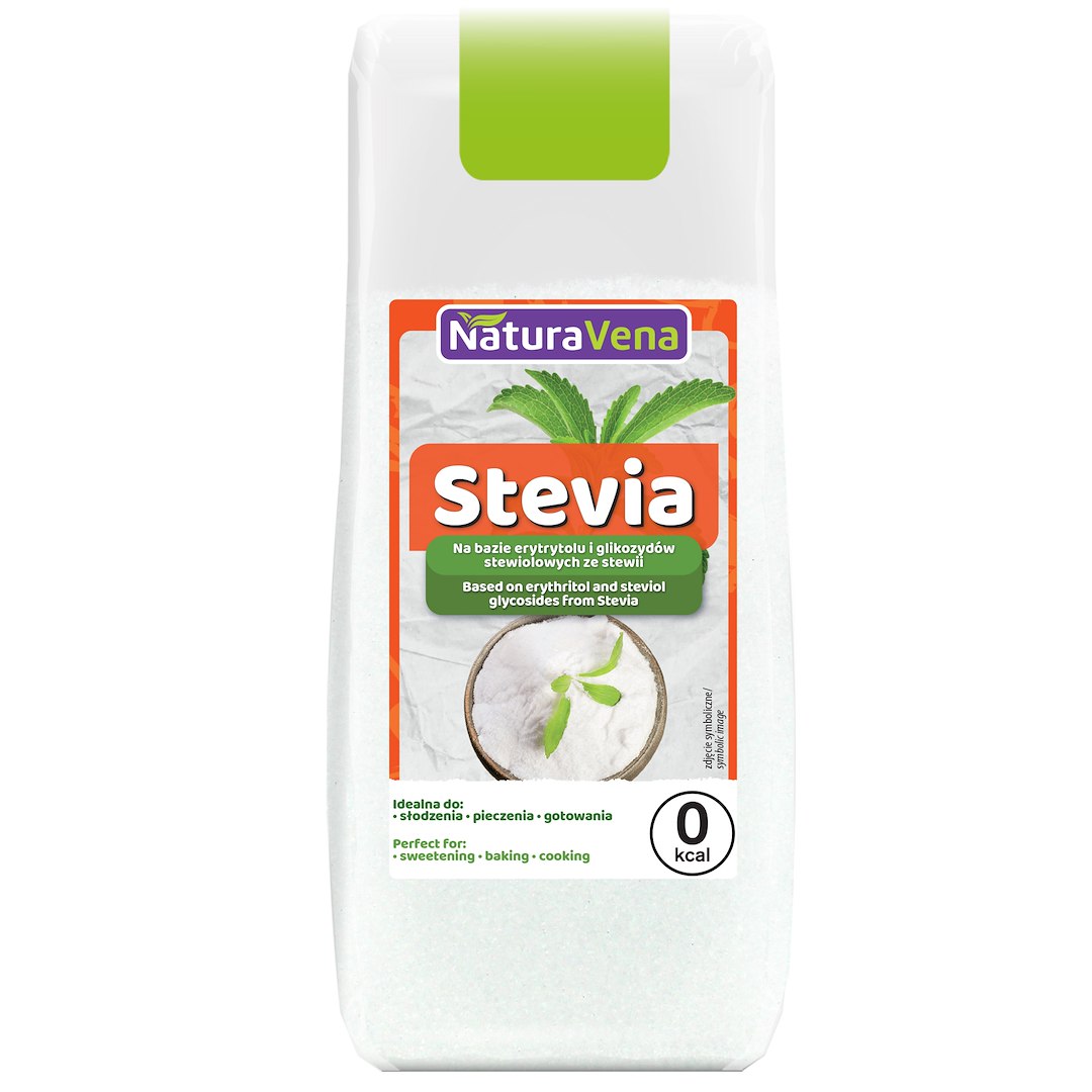 STEVIA (NA BAZIE ERYTRYTOLU I GLIKOZYDÓW STEWIOLOWYCH ZE STEWII) 150 g - NATURAVENA - obrazek 2