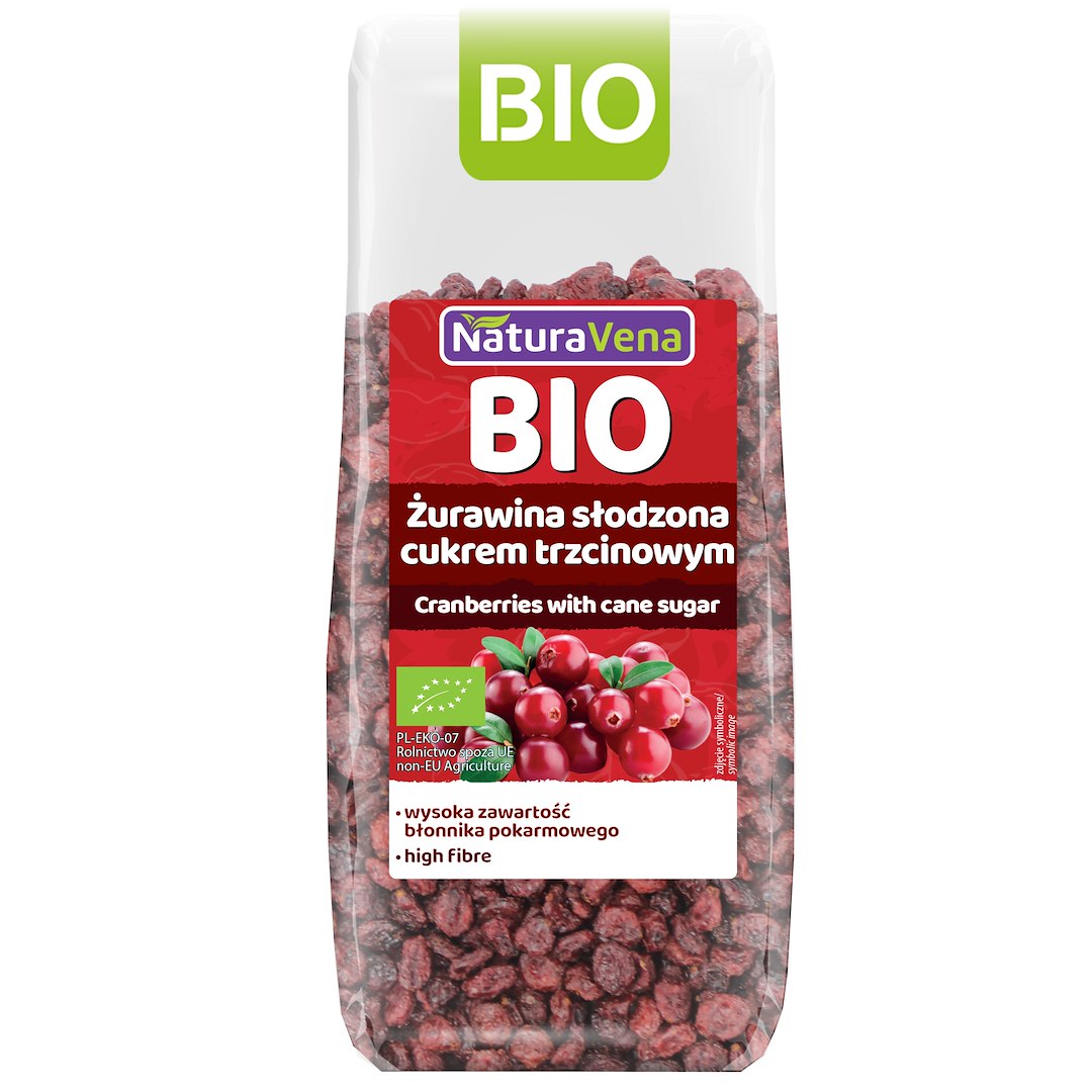 ŻURAWINA Z CUKREM TRZCINOWYM BIO 100 g - NATURAVENA - obrazek 2