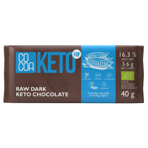 CZEKOLADA Z OLEJEM MCT BEZ DODATKU CUKRÓW BEZGLUTENOWA KETO BIO 40 g – COCOA