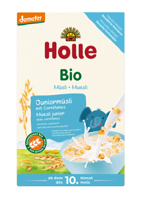 MUSLI JUNIOR Z PŁATKAMI KUKURYDZIANYMI BEZ DODATKU CUKRÓW OD 10 MIESIĄCA DEMETER BIO 250 g - HOLLE - obrazek 2