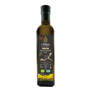 OLEJ RZEPAKOWY DO GOTOWANIA I SMAŻENIA TŁOCZONY NA ZIMNO OMEGA-3 BIO 500 ml – EKKO