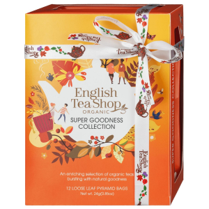KOLEKCJA HERBATEK OWOCOWO – ZIOŁOWYCH BIO PIRAMIDKI (SUPER GOODNESS – 6 SMAKÓW) (12 x 2 g) 24 g – ENGLISH TEA SHOP ORGANIC