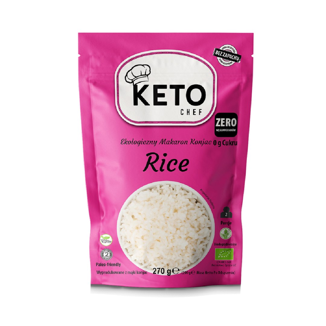 MAKARON (KONJAC) W KSZTAŁCIE RYŻU BEZGLUTENOWY BIO 270 g (200 g) - KETO CHEF - obrazek 2