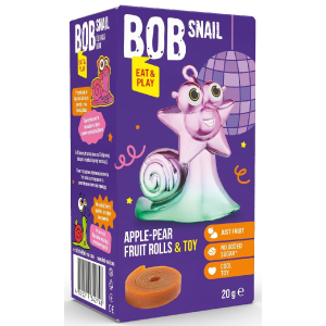 PRZEKĄSKA ROLL EAT & PLAY JABŁKO – GRUSZKA Z ZABAWKĄ BEZGLUTENOWA 20 g – BOB SNAIL