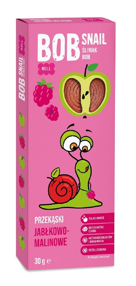 PRZEKĄSKA ROLL JABŁKO - MALINA BEZ DODATKU CUKRÓW BEZGLUTENOWA 30 g - BOB SNAIL - obrazek 2