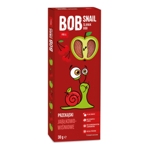 PRZEKĄSKA ROLL JABŁKO – WIŚNIA BEZ DODATKU CUKRÓW BEZGLUTENOWA 30 g – BOB SNAIL