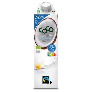 COCONUT MILK – NAPÓJ KOKOSOWY DO PICIA 3,8 % TŁUSZCZU BEZ DODATKU CUKRÓW FAIR TRADE BIO 1 L – COCO (DR MARTINS)